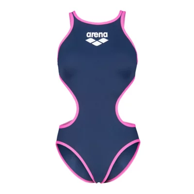 Maillot De Bain 1 Pièce Femme One Biglogo Marine et rose ARENA | INTERSPORT