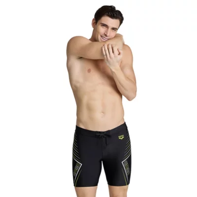 Maillot De Bain Homme Boxer Short Lava Jammer – Résistant Chlore, Cordon Serrage, Endurance – Design Volcanique Rouge/Orange