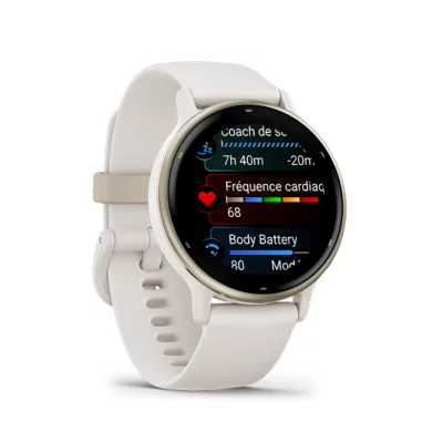 Montre GPS Cardio VivoActive Ivoire GARMIN INTERSPORT