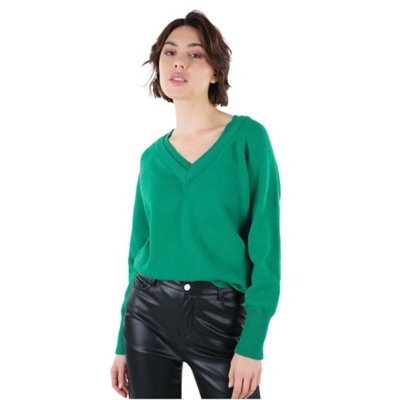 Pull double col v berilde camel femme - Deeluxe