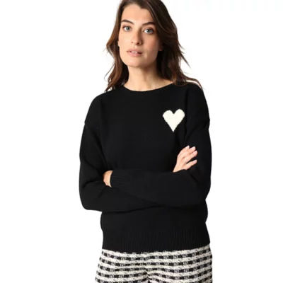 Pull col montant côtelé Femme, Noir | Milano