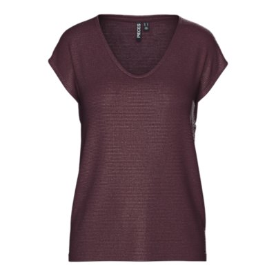 Maglia Donna PIECES A Maniche Lunghe – Scollo A V Con Lurex Dorato, Righe, Sky Captain
