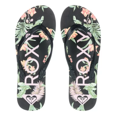 Tongs Roxy ARJL100397 Femme - Sandales D'Été Confortables Avec Bande Coton Tressé Et Semelle ROXY