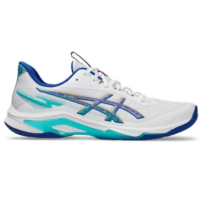 シューズ ASICS NETBURNER BALLISTIC FF Chaussures De Volley Homme Netburner Ballistic FF 4 Blanc et bleu