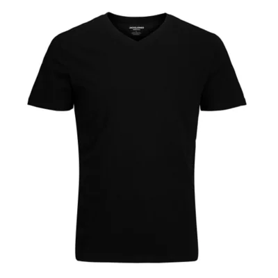 JACK & JONES Heren Jjeorganic Basic Tee Ss V-hals Noos T-shirt, zwart, L