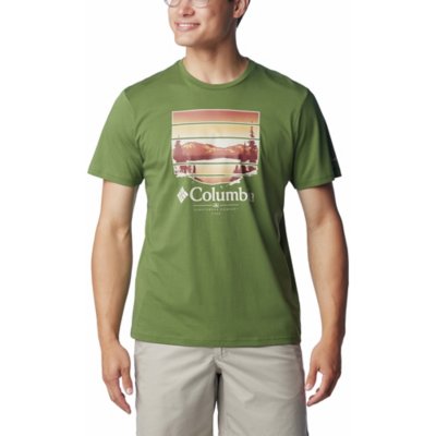 T-shirt Columbia Homme Rouge, Taille M - Manches Courtes, Style Décontracté Randonnée