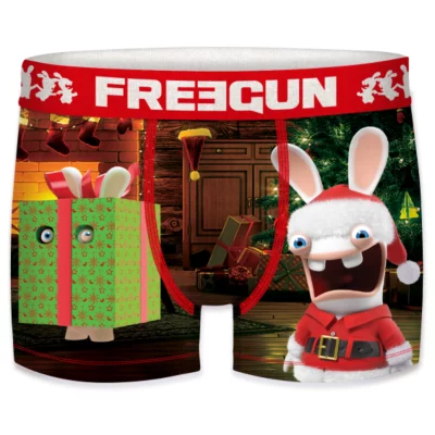 Boxer Enfant Garçon Lapins Crétins Freegun - Microfibre Officielle, Confortable Et Fun