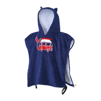 Jooeer Poncho Serviette Microfibre Enfant – Capuche, Gris, Idéal Plage, Piscine, Surf Et Camping