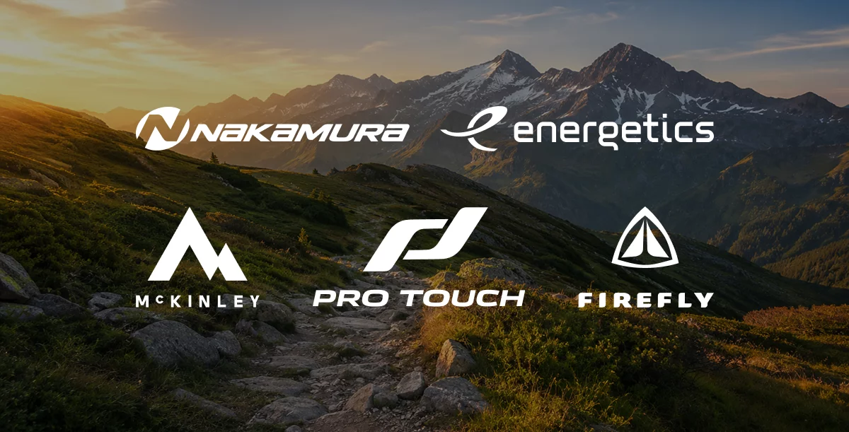 Marques exclusives Nakamura, Energetics, McKinley, Pro Touch et Firefly