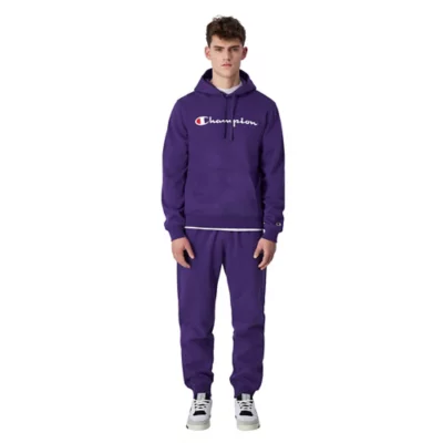 Sweatshirt À Capuche Homme Grand Logo Brodé Violet CHAMPION