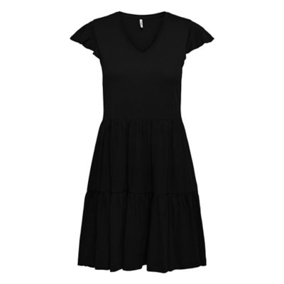 ONLY ONLMAY LIFE CAP SLEEVES FRILL DRESS - Jersey dress - black 