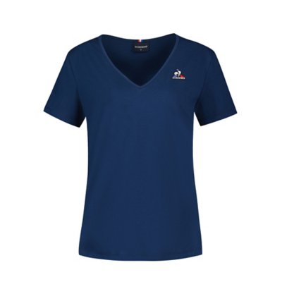 Essentials T-shirt Tech à manches courtes et col en V, extensible  (disponible en grande taille) Femme, Lot de 2, Blanc Tie-dye/Bleu Marine,  XS : : Mode