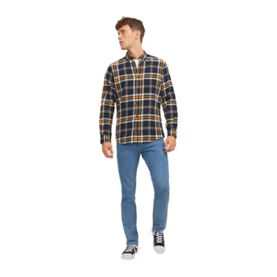 Chemise Jack & Jones Jjeaxel Garçon | Manches Longues - 97% Coton 3% Élasthanne | Col Choral | Taille Junior