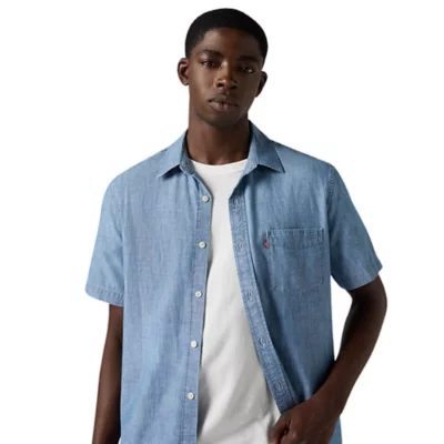 Chemise Pour Homme Manches Courts Bleu