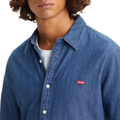Chemise zippée à broderie CD Diamond Toile technique bleue