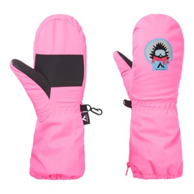 MOUFLES DE SKI ENFANT CHAUDES ET IMPERMEABLES 100 MARINE ROSE FLUO pour les  clubs et collectivités