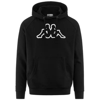 Sweat Cycliste Kappa Homme XL Noir – 1/4 Zip Logo, Mélange Coton