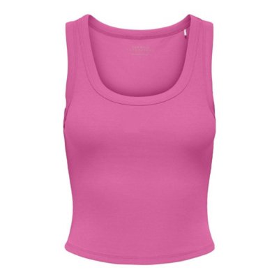 Easy Young Fashion - Débardeur Pour Femme Avec Ourlet En Dentelle - Sous-vêtement Long Coupe Skinny 0518, Terracotta, 40-42