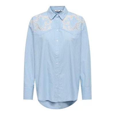 Chemise zippée manches longues bleu/argentée grande taille