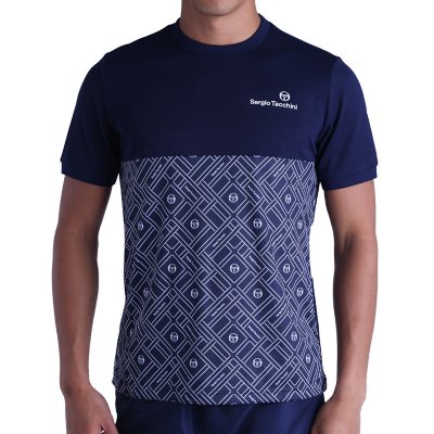 T-shirt Sergio Tacchini Homme Taille XL - Bleu Violet, Polyester, Logo Football, Neuf Avec étiquettes