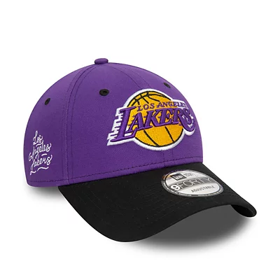 Casquette snapback 9FIFTY violette New Era pour homme, motif vintage Team Rope, Los Angeles Lakers