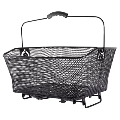 Panier Vélo Arrière 45,5 X 32,5 X 15 Cm - Charge 25kg, Fixation Robuste Pour VTT Et Vélos, Noir