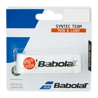 Grip De Tennis Babolat Syntec Team - Épaisseur 1,5mm - Absorption Transpiration - Blanc Taille Unique