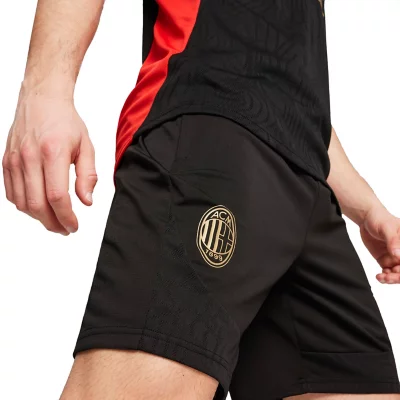 Short Milan AC Milan Réplique Officielle 2017-2018 - Enfant Et Adulte, 100% Polyester, Taille Élastiquée