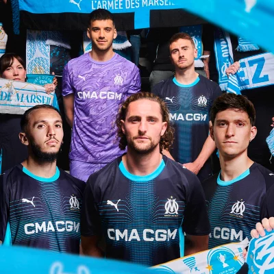 Maillot Olympique De Marseille OM 2026 - Taille M Adulte - Bleu + Patchs