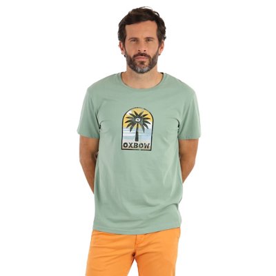 Tee-shirt Manches Courtes OXBOW CIRCLE – Col Rond, Motif Dos, Coton/polyester Recyclé 180 G/m², Style Surf