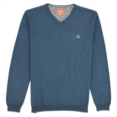 Pull Homme Col en V en Laine Bleu Marine – Sunday Fox