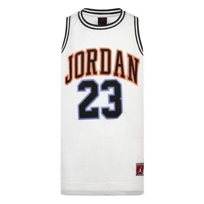 Maillot De Basketball Enfant Jordan 23 Blanc, orange et bleu NIKE