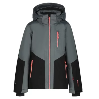 Veste De Ski ICEPEAK Enfant – Taille 9-10 Ans (140 Cm), Noir/gris/vert Fluo, TBE