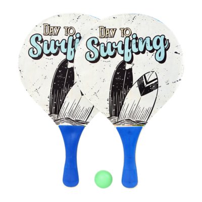 Raquette De Plage En Bois – BeachBall Jaune 39 Cm – Balle Élastique 4 Cm – Dès 3 Ans – CP International