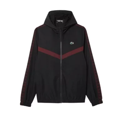 Veste À Capuche Homme Tennis Monogramme Noir et rouge LACOSTE