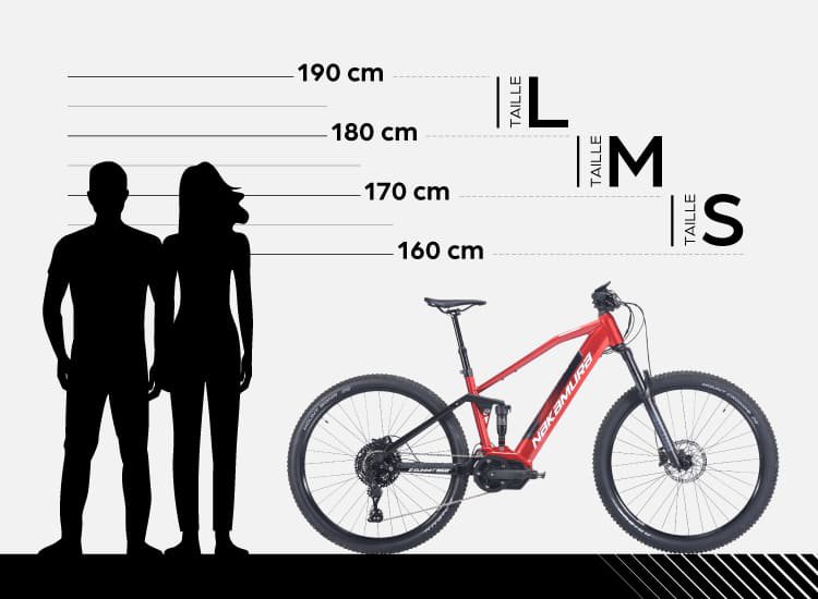 Taille S de 160cm à 170 cm, taille M de 170cm à 180cm, taille L de 180cm à 190cm