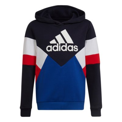 Sweat adidas à col croisé à capuche blanc en partie en matière