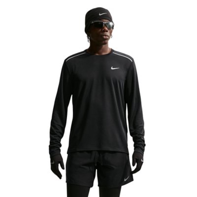 Nike Tee Shirt De Running A Manches Longues Homme Dri Fit Miler Demi Zip