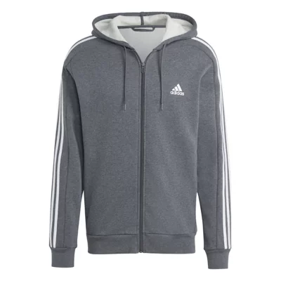 Sweatshirt Zippé À Capuche Homme Bandes Essentials Gris ADIDAS