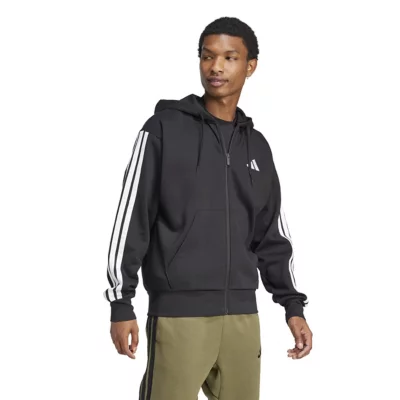 Sweatshirt Zippé À Capuche Homme 3 Bandes Essentials Noir ADIDAS