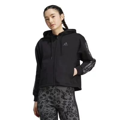 Limited Collection Sweat à Capuche Zippé Marron Imprimé Léopard Grande Taille | Yours Clothing