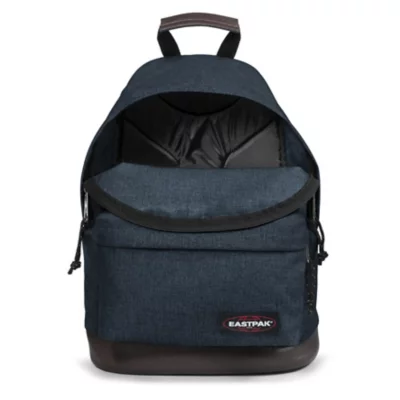 Eastpak Wyoming Sac à Dos Urbain Élégant – Fond Et Sangles En Cuir, Bleu Nuit, 24L
