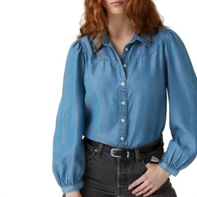 Robe chemise courte à manches longues pour femmes - GRT2277[B84] - Vintage - Imprimé floral
