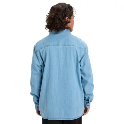Chemise homme long pan Tierce en flanelle bleue Manches longues - Chemises de Chasse (14674494