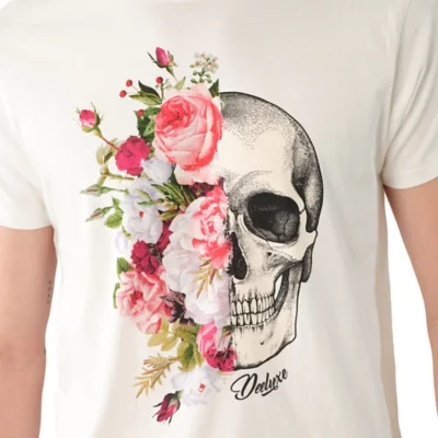 T-shirt Le Temps Des Cerises Tête De Mort Fleurs Blanc Taille 2XL - Neuf Avec étiquettes