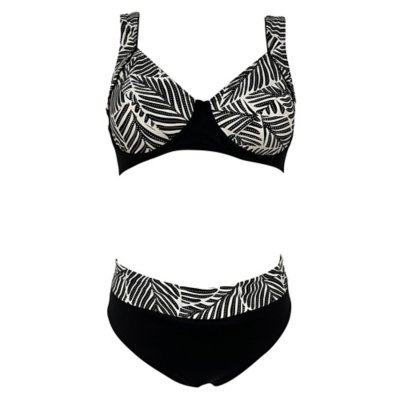 Bikini Femme Uni Noir avec Haut à Armatures - Haute Pression