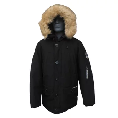 Capuche Fourrure Parka Homme Caribou Noir Compagnie Canadienne