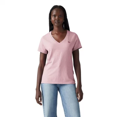 Tee-shirt À Manches Courtes Femme Perfect Col V Rose LEVIS