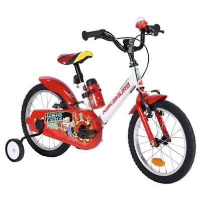 Vélo enfant 10'' Blanc Rouge - 1 frein - OOGarden