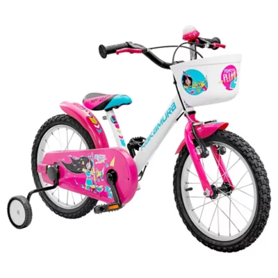 Vélo Enfant 16 Pouces 3-6 Ans Princesse Plume Rose et blanc